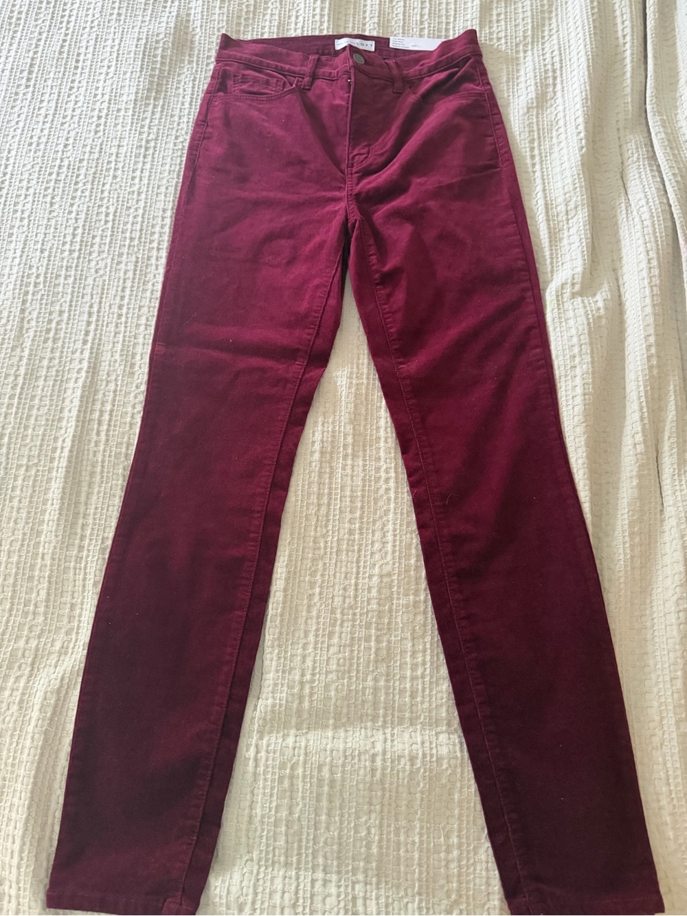 LOFT Straight-Leg Corduroy Jeans in Burgundy